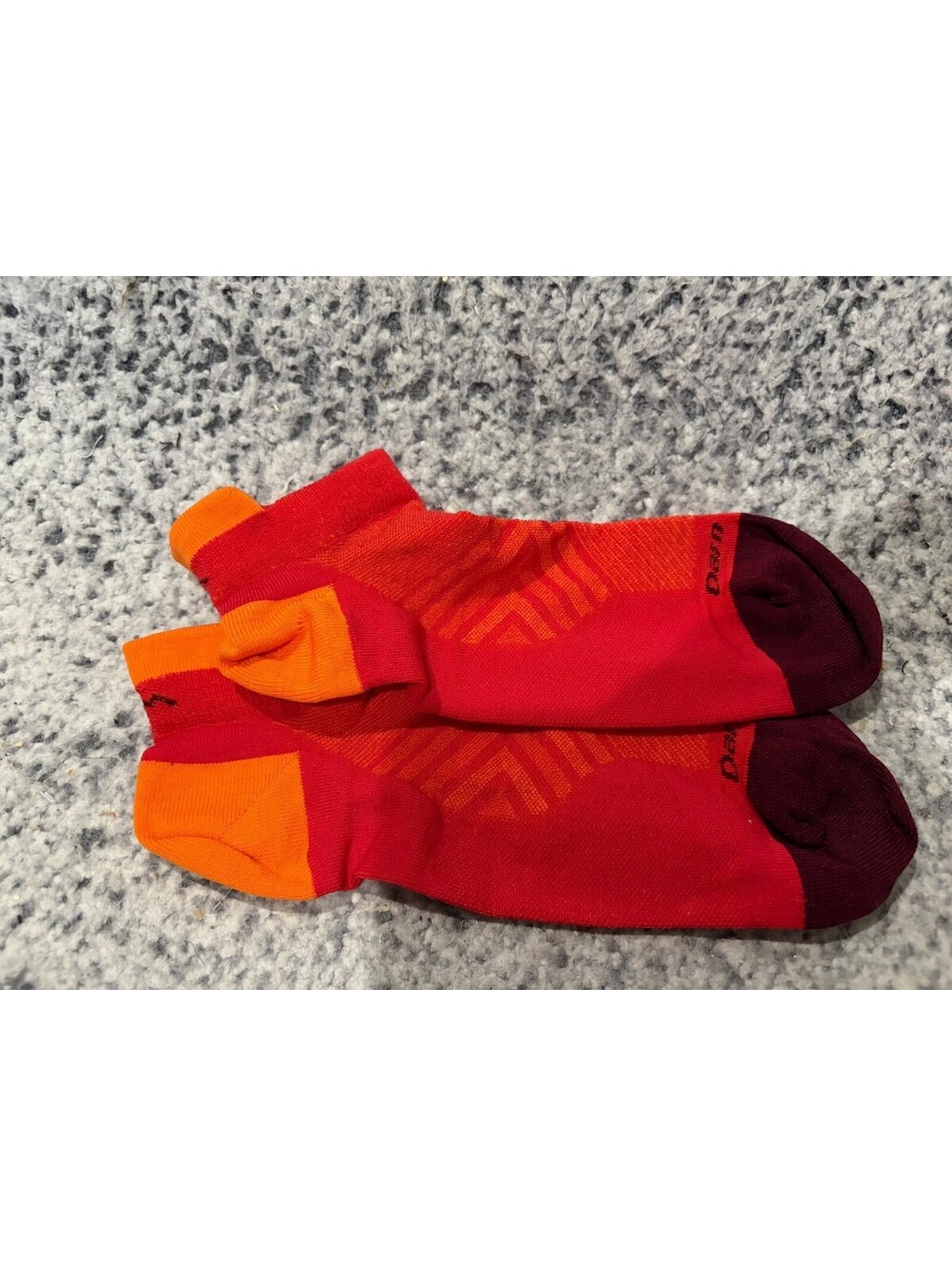 Darn Tough Large Running Socks No Show Tab Red Orange Merino Wool NWOT